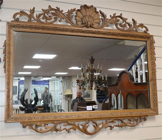 A Victorian carved beech framed wall mirror W.122cm